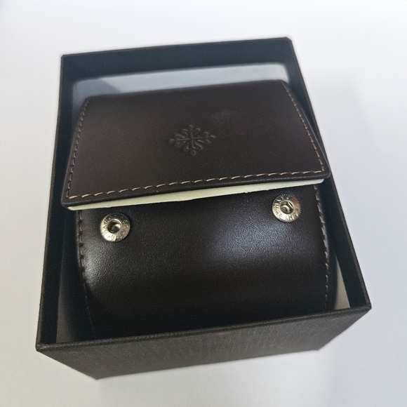 Patek Philippe dark brown leather travel watch carry box - Picture 3 of 10